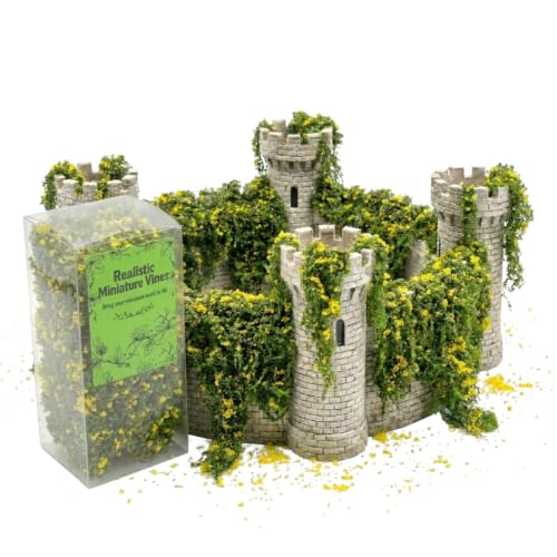 Realistic Miniature Vines - Hanging Moss Scenery for Diorama Supplies & Model Building - Mini Miniature Plants for Rainforest, Dollhouse, Fairy Gardens, Crafts DIY, Tabletop Wargaming (Yellow) - color: Yellow