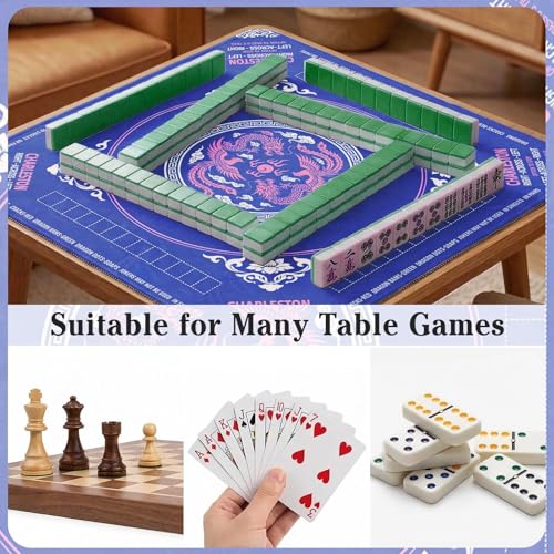Britimes Mahjong Mat with Black Carrying Bag,31.5"x31.5", Dragon Blue | Pink Non-Slip Noise Reduction Gaming Mat Rubber Multi Purpose Game Table Cover for Mahjong Card Dominoes Board Tile Games - color: Deep Blue Pink