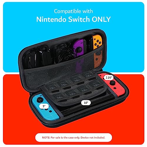 TUDIA Travel EVA Empty Hard Case Compatible with Nintendo Switch Console, [fits Game Cards & Accessories] Shockproof Portable Water Resistant Anti-Scratch Full Body Carrying Protective Cover - Black - size: Compact Case
