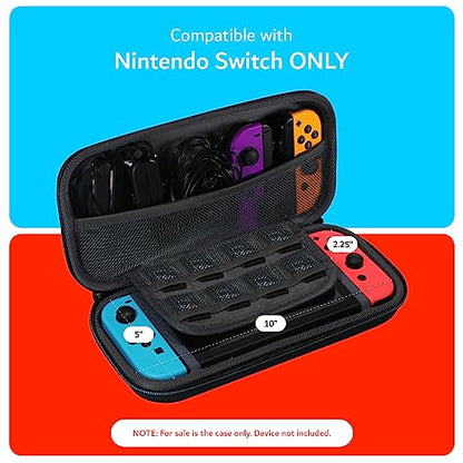 TUDIA Travel EVA Empty Hard Case Compatible with Nintendo Switch Console, [fits Game Cards & Accessories] Shockproof Portable Water Resistant Anti-Scratch Full Body Carrying Protective Cover - Black - size: Compact Case