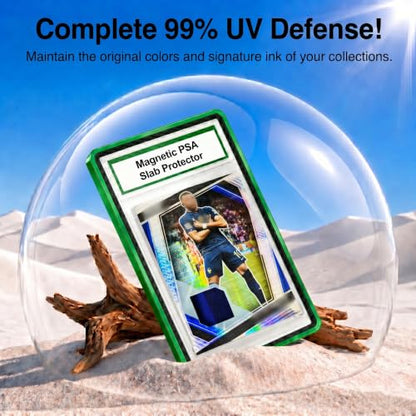 PSA Slab Case with 9-Point Secure Lock, Aluminum Alloy Graded Card Case, Magnetic UV Protection Slab Protector Fits 35PT PSA, CGC, CSG Cards, Professional Display Frame for Sports Cards (grass green) - color: grass green