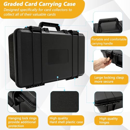 Graded Card Case, Trading Card Storage Box for Card Slab | Graded Card Slab Case - Storage Box for 120+ CSG, BGS, SGC, Top Loaders Graded Sports Trading Cards with 6 EVA Foam - size: XXL (holds 120+ Graded Cards)