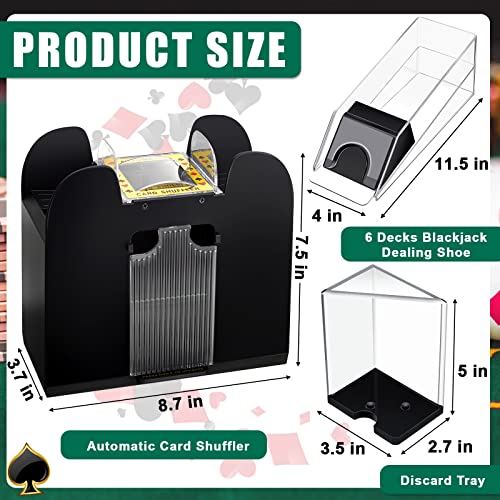Aoriher Blackjack Game Combo Set, Include Blackjack Layout Felt,Shoe 6 Deck Automatic Card Shuffler Discard Holder Trays and 10 Cut Cards for Casino, Party Night(Green) - color: Green