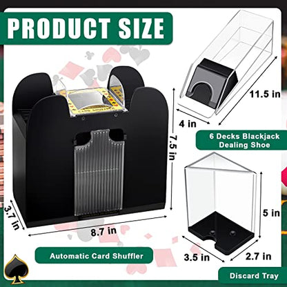 Aoriher Blackjack Game Combo Set, Include Blackjack Layout Felt,Shoe 6 Deck Automatic Card Shuffler Discard Holder Trays and 10 Cut Cards for Casino, Party Night(Green) - color: Green