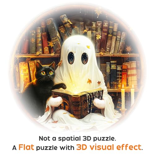 1000 Piece Puzzles for Adults, Halloween Ghosts Puzzle for Adults | 26.6 * 26.6 in Flat Puzzles with 3D Visual Effect When Completed, Adult Puzzle Games - color: Halloween Ghosts