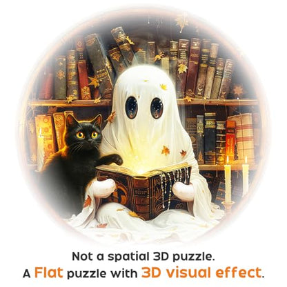 1000 Piece Puzzles for Adults, Halloween Ghosts Puzzle for Adults | 26.6 * 26.6 in Flat Puzzles with 3D Visual Effect When Completed, Adult Puzzle Games - color: Halloween Ghosts