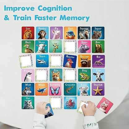 Hebayy 72 PCS Memory Matching Game, Real Animal Matching Cards for Toddlers 36 Pairs Memory Cards for Preschool 4 5 6 Years Old - style: Real Animals-A
