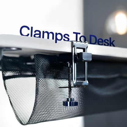VIVO No Drill Clamp-on 24 inch Mesh Net Under Desk Cable Management Wire Organizer, Adjustable Home Office Standing Desk Cord Storage Sleeve, Black, DESK-AC24MH - size: 24"