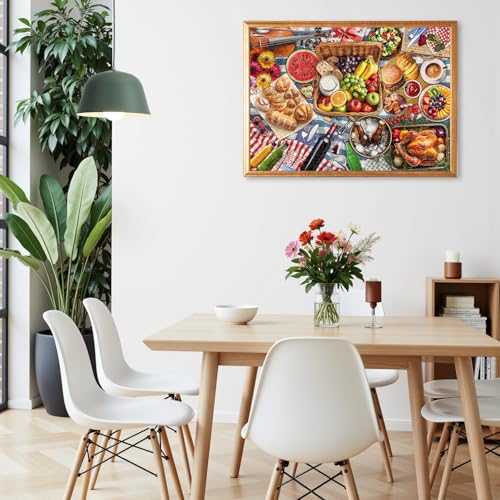 1000 Piece Jigsaw Puzzle for Adults, Spring Picnic Food Puzzle | Colorful Picnic and Gourmet Feast Puzzle with Fruits, Bread, Drinks and More, Challenging Family Activity, 26.65 x 19.25 in - color: Plentiful Picnic