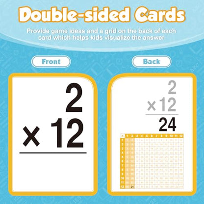 Torlam Multiplication Flash Cards + Math Board, Time Table Chart Flashcards for Kids Ages 6-12, 3rd-6th Grade Classroom Must-Have - style: Multiplication Flash Cards + Math Board