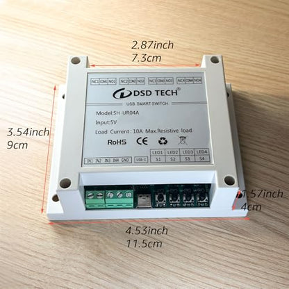 DSD TECH SH-UR04A 4-Channel USB Powered Relay Module for PC & Mac(4CH) - size: 4CH