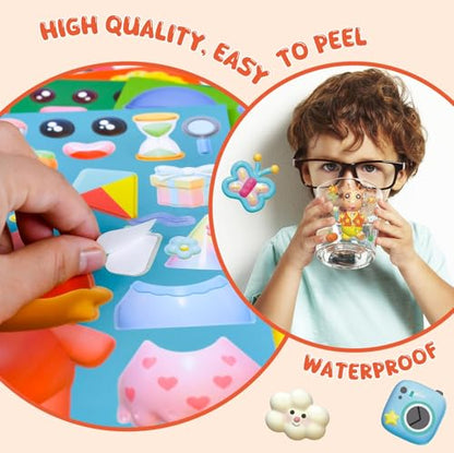 sinceroduct 50 Sheets Make a Face Sticker for Kids, 3D DIY Make Your Own Stickers,10 Styles Animal Face Stickers for Christmas Decoration, Gift, Reward, Travel, Valentine's Day Activities - style: Animal