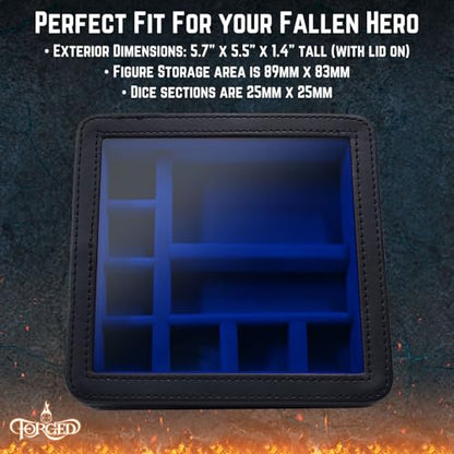 Forged Dice Co. RPG Character Shrine Display Case for Dice and DND Miniatures - Includes Travel Dice Tray and Display Lid - Compatible with Dungeons and Dragons Dice and Miniatures - Blue - color: Blue