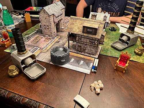 Hammer Dice Tower (Random 7PCS D20 Set Included) - Holder and Roller - Tabletop RPG Accessory for Dungeons and Dragons, DND, D&D - (Obsidian)