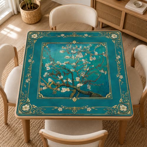 Almond Blossom Mahjong Mat for Table 31.5 x 31.5 Non Slip Noise Mah Jongg Mats for Dominoes Poker Card Board and Tile Games Gifts - color: Almond Blossom