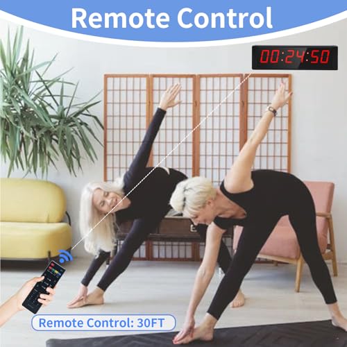 Large Stopwatch with Start/Stop Button, LED Digital Timer with Remote, Countdown Clock with Buzzer, Gym Clock for Home Gym, Interval Timer for Workout - style: Rechargeable