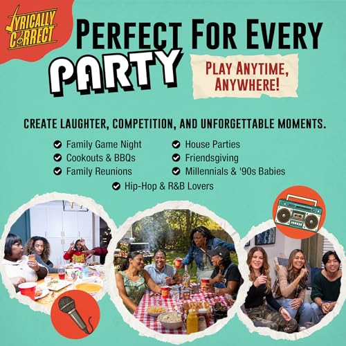 Lyrically Correct '90s & 00s Hip-Hop R&B 90s Nostalgia The OG Music Trivia | '90s & 2000s Hip-Hop & R&B Music Trivia Card Game for Family Game Nights, Parties, Cookouts & Music Lovers