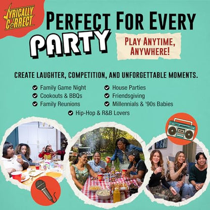 Lyrically Correct '90s & 00s Hip-Hop R&B 90s Nostalgia The OG Music Trivia | '90s & 2000s Hip-Hop & R&B Music Trivia Card Game for Family Game Nights, Parties, Cookouts & Music Lovers
