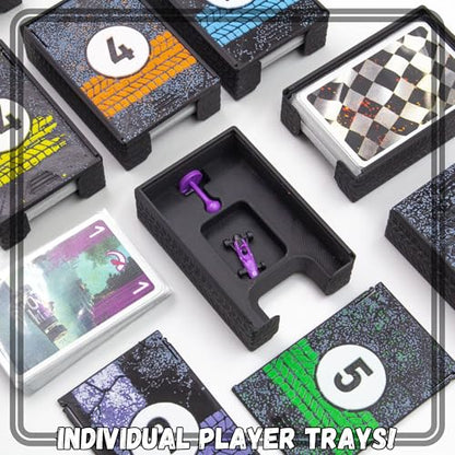 Organizer for Heat: Pedal to the Metal Unofficial – Fits Base Game + Heavy Rain, Tunnel Vision & Rocky Roads Expansions – Vertical Storage Safe - Supports Sleeved Cards