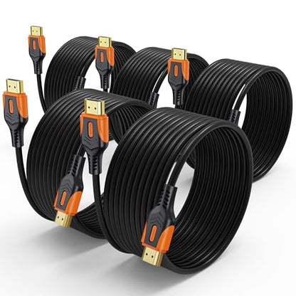 4K HDMI 2.0 Cable, 15FT, 5-Pack, 18Gbps, CL3 | In-Wall CL3 Rated for Projector and Conference, 4K@60Hz, 2K@240Hz, HDR10, ARC, Dolby, HDCP 2.2 - size: 15FT