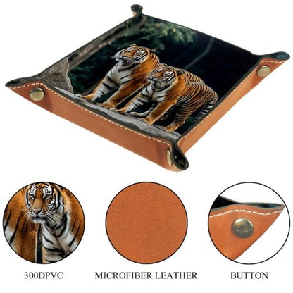 Dice Trays Tiger Holder Storage Box for Dice Games Like RPG DND, Leather Dice Holder Portable Folding Rolling Dice Tray, 16x16cm - color: Multi 9