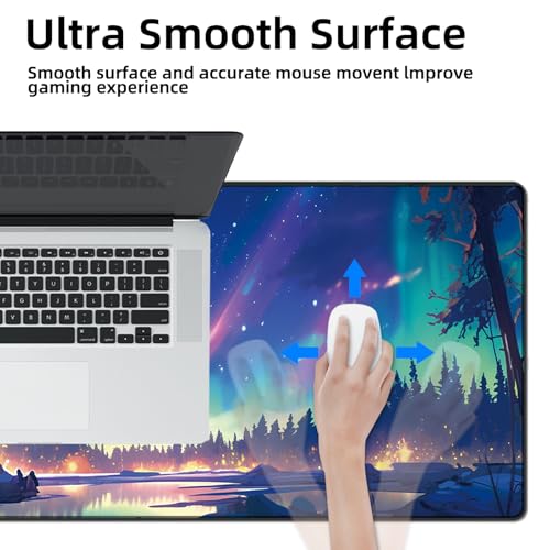 Galdas Mouse Pad for Gaming,Aurora Background Pattern XXL XL Large Mouse Mat Long Extended Mousepad Desk Mat Non-Slip Rubber Mice Pads Stitched Edges Thin (31.5 x 11.8 x 0.12 Inches) - color: Aurora