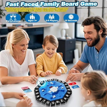 Word Game Family Board Games with Display Timer and 2 Modes, The Fast-Paced 24 Letters Pressing Games, Learning Word Game for Kids & Adults, 2-8 Players, 15-20 Minute Play Time (Blue and Black) - color: Blue and Black