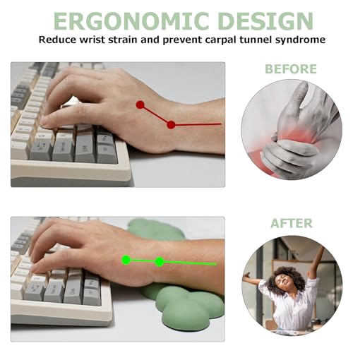Cloud Wrist Rest Keyboard, PU Leather Wrist Rest for Computer Keyboard | Ergonomic Keyboard Wrist Rest with Memory Foam, Cute Mouse Wrist Rest for Gaming, Office, Computer, Pain Relief, Pastel Green - color: Pastel Green