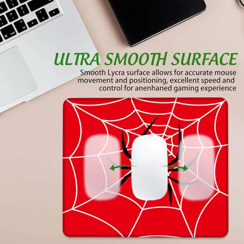 Mouse Pad Spider on Spider Web Square Mousepad Desk Mat with Non Slip Rubber Base, Stitched Edge Mouse Mat Desk Pad for Work Game Office, 9.5x8 Inches - color: Spider on Spider Web