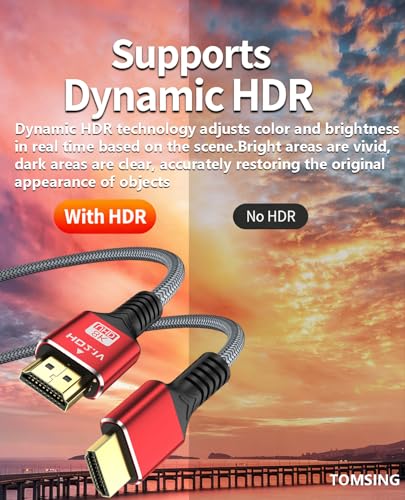 2-Pack/6.6FT 8K Video Cable, Compatible with HDMI 2.1 Devices [8K@60Hz 4K@240Hz 144Hz 120Hz] UHD, 3D ，48Gbps High Speed Cord Compatible for PC, Laptop, PS5/PS4 Pro, Switch, Xbox, and More - size: 6.6FT(2m)