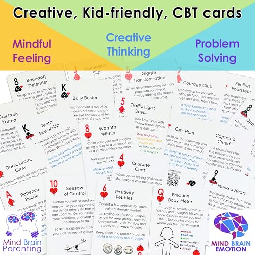 Mind Brain Emotion 52 Essential Coping Skills for Kids: Mindfulness CBT Cards for Stress, Anxiety, Anger, Executive Functioning, Coping Strategies for Anxious Generation, Family, School Therapy Game - style: Coping Skills for Kids