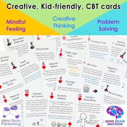 Mind Brain Emotion 52 Essential Coping Skills for Kids: Mindfulness CBT Cards for Stress, Anxiety, Anger, Executive Functioning, Coping Strategies for Anxious Generation, Family, School Therapy Game - style: Coping Skills for Kids