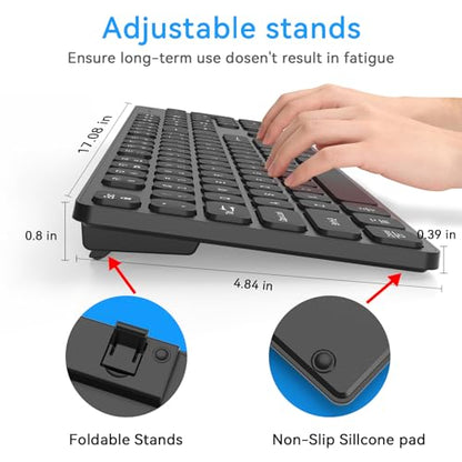 Rechargeable Wireless Keyboard for Mac and Windows, Ultra Slim 2.4GHz Full-Size Keyboard with Low-Profile Quiet Keys, Compatible with PC, Laptop, Windows 11/10/8/7 (Black) - color: Black-1