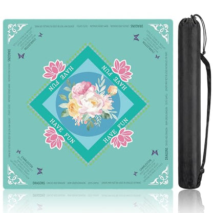 Mahjong Mat - 31.5" x 31.5" Anti-Wrinkle Mahjong Mat for Table, Anti Slip Noise Reduction Gaming Mat with Carrying Bag, for Mahjong/Board Games/Poker/Dominoes/Card Games (Green) - color: Green