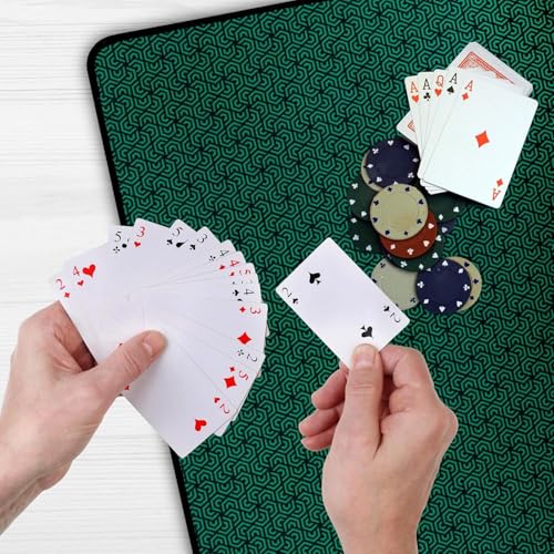 Board Game Mat 42 x 66 nches, Table Cover for Mahjong, Poker, Playing Cards, Tile Games, Dominoes, and RPG - Neoprene Gaming Playmat - color: Green, size: Rectangle 42 x 66 inches