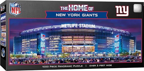 MasterPieces New York Giants Panoramic Puzzle - NFL 1000 Piece Jigsaw - Stadium View 13"x39" - Adult Puzzle for Problem Solving & Spatial Awareness - style: New York Giants