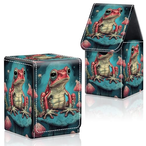 Card Deck Box for MTG Commander Trading Cards with Magnetic Closure,Premium Card Storage Box Case Cover for MTG TCG CCG Magic Cards,Frog Mushroom Weed
