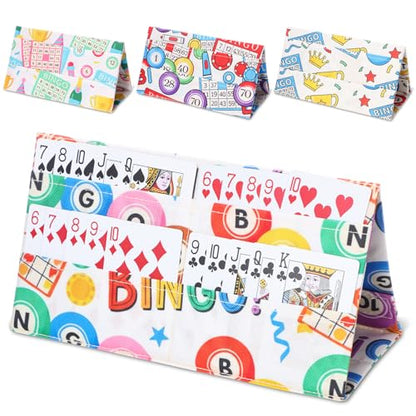 4 Piece Playing Card Holders for Poker Canasta Bridge Games, Bingo Tickets Organizer Card Game Player Gifts for Adults and Seniors