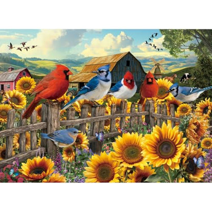 HUADADA-Sunflower Birds-Jigsaw Puzzles for Adults 1000 Pieces, Interlock Perfectly No Dust, Impossible Difficult Hard Fun 1000 Piece Jigsaw Puzzles for Adults-1:1 Poster - color: Sunflower Birds