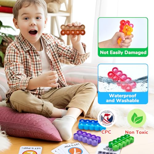 JoyCat 8 Ten Frame Math Manipulatives with 20 Task Cards, Ages 3-5 | Ten frame manipulatives with task cards suit preschool counting centers, small groups and home practice