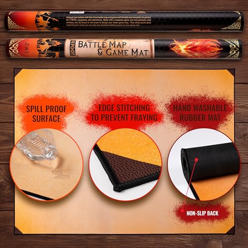 da Vinci's Room 2-in-1 DND Battle Map and 4 Foot Rubber Game Mat 48x36 inches with Dry Erase Square or Hex Grid - DND Battle Mat, D&D Map for D&D, Board Games, TTRPGs and Other Tabletop Games
