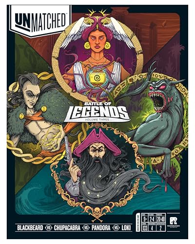 Restoration Games Unmatched Battle of Legends Vol 3 | Strategy Board Game for 2 to 4 Players, Expansion with 4 New Heroes and Battlefields, 20-40 Min Playtime, Ages 9+