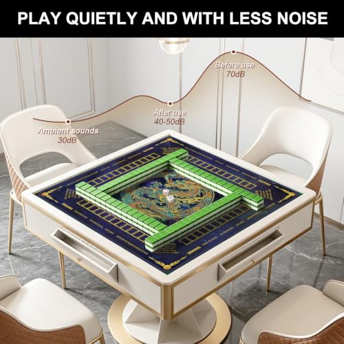 Mahjong Mat for Table with Rules, 31.5" x 31.5" Noise Reduction Non Slip Waterproof Mah Jong Table Mat with Carrying Bag, Suitable for Mahjong, Poker, Board Games, Dominoes, and Card Games - color: Dragon