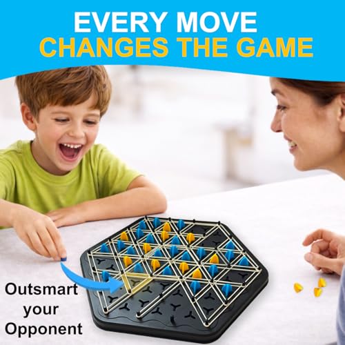 Strategy Board Game for Family Game Night - Fun Triangle Rubber Band Games for Kids Ages 6 and Up - Logic Challenge for 2-4 Players