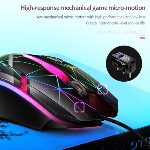 Gaming Mouse G6 Wired Game Mice Colorful Backlight 3 Button Mouse 3 Speed 1200 DPI RGB Game Mouse for Computer Laptop Notebook Accessory