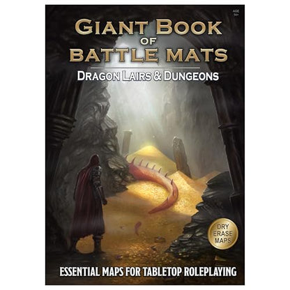Loke Giant Book of Battle Mats Dragon Lairs & Dungeons, Ages 14+ | 1+ Players, Reusable, Marker-Friendly Encounter Maps for Tabletop Roleplaying with Miniatures, Tokens & 3D Scenery