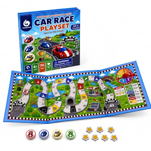 Magnetic Car Race Game for Kids 3-8 - Perfect Travel Toy for Toddlers - Fun Road Trip & Airplane Activity - Camping Game Essentials for Kid - style: Car Race Game