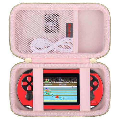 Elonbo Carrying Case for TaddToy/WELLST·G/Beijue/FAMILY POCKET/CCTU/X- JOYKIDS/GREENCREEK/Beico/KAVOYI/GuaiyeyeAP/TEBIYOU Handheld Game Console, Portable Electronic Gaming Player Bag, Pink - color: Pink
