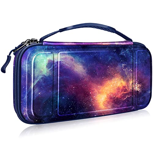 FINTIE Carrying Case for Nintendo Switch OLED Model 2021/Switch 2017, [Shockproof] Hard Shell Protective Cover Travel Bag with 10 Game Card Slots & Inner Pocket - color: galaxy