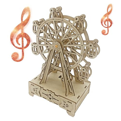 Wooden 3D Puzzle for Adults Mechanical Ferris Wheel Music Model Kits Wood DIY Crafts Kit to Build for Age 14+ Years Old - style: ferris wheel